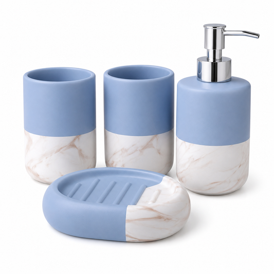 Modern Bathroom Set with Soap Dispenser, Tumblers and Soap Dish