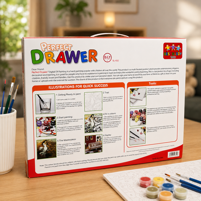 Perfect Drawer DIY Digital Oil Painting Kit Kids Paint by Numbers Art Gift Set