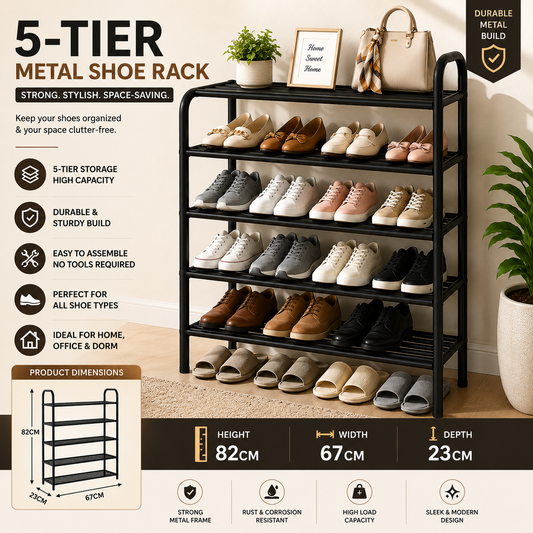 5-Tier Metal Shoe Rack Organizer