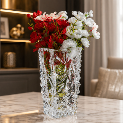 Premium Crystal Glass Vase 20-25cm approx. Decorative Flower Vase Clear