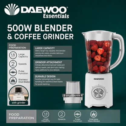 Daewoo 2 in 1 Jug Blender & Grinder 1.5L  500W