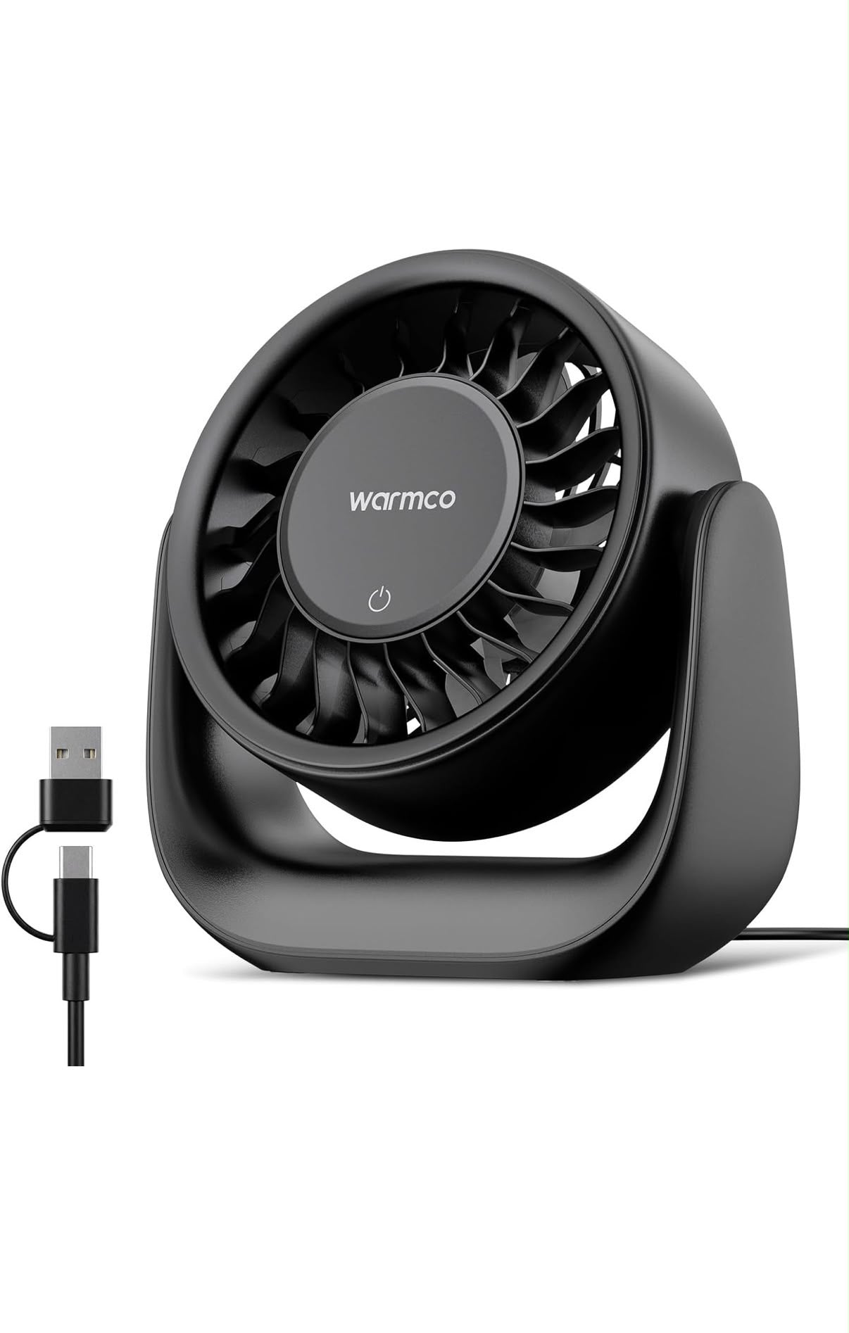 Warmco DS1 USB Desk Fan 6.4in 3 Speed Touch Control