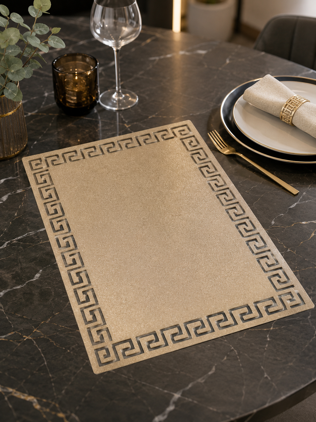 Luxury Greek Key Glitter Table Mat
