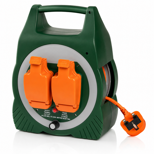 15M Outdoor Heavy Duty Daewoo Extension Cable Reel 2 Way IP54 Weatherproof