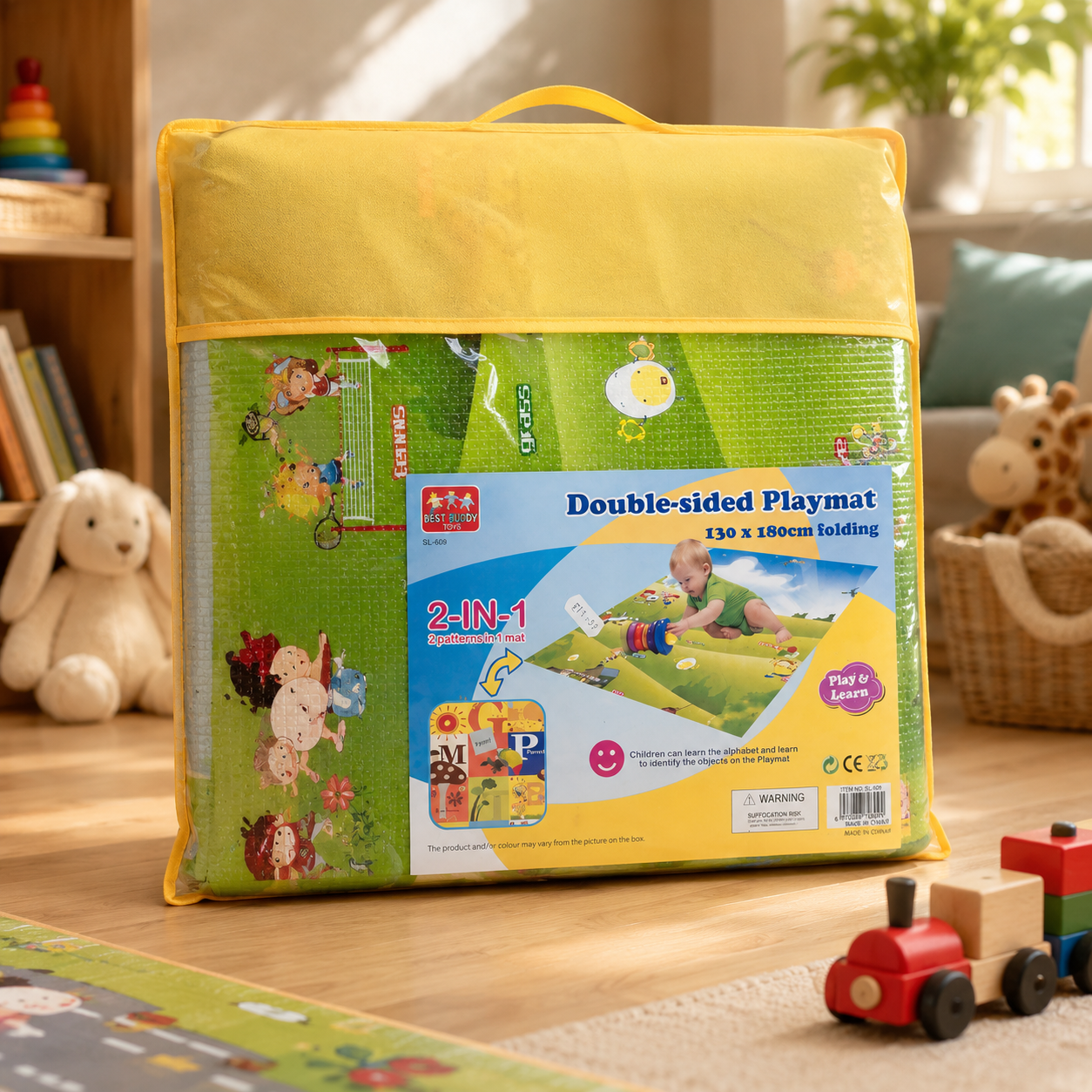 Double Sided Folding Kids Play Mat 130x180cm Waterproof Playmat