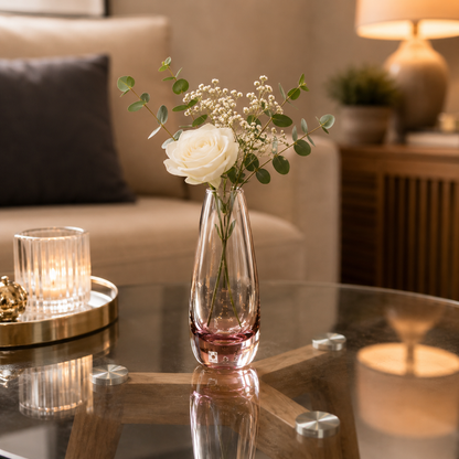 Pink-Tinted Clear Glass Vase 10–15cm