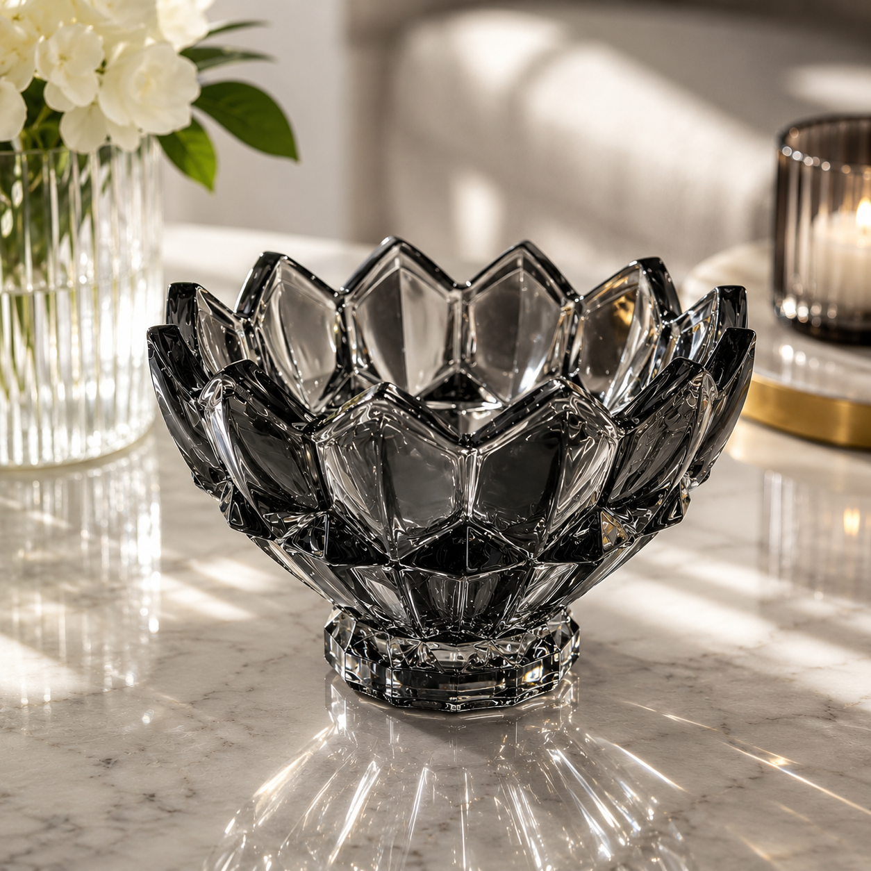 Luxury Black Crystal Glass Dessert Bowl