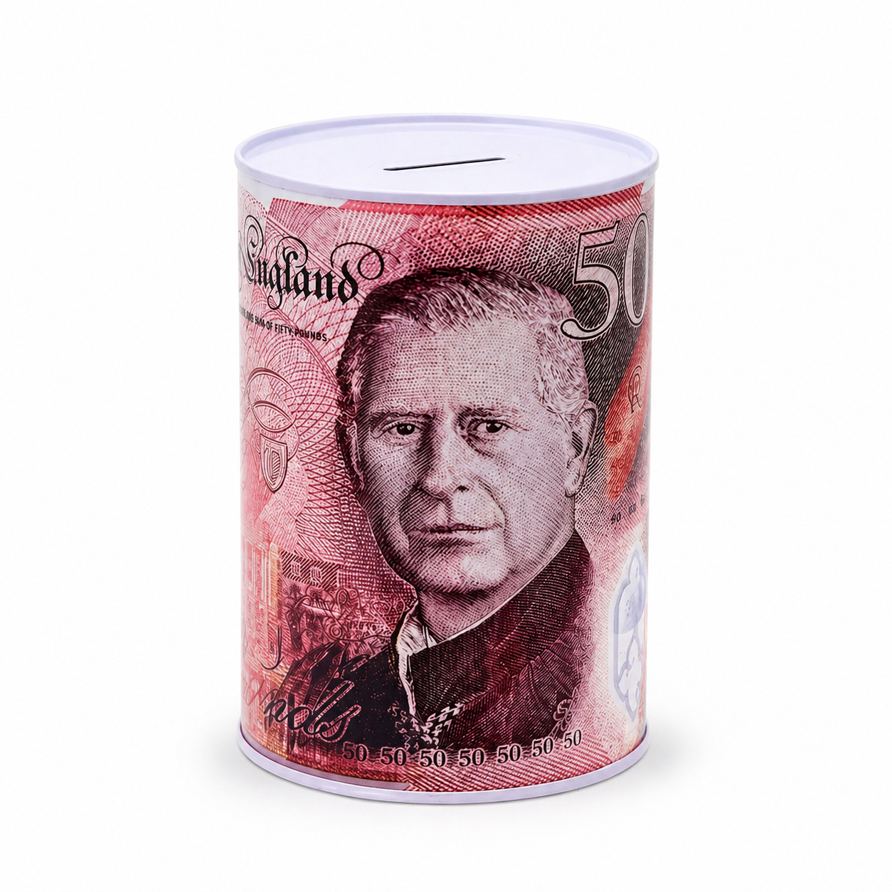 Money Tin Savings Bank – Metal Coin Box with Printed Banknote Designs, Available in 4 Sizes (Small, Medium, Large, Extra Large)