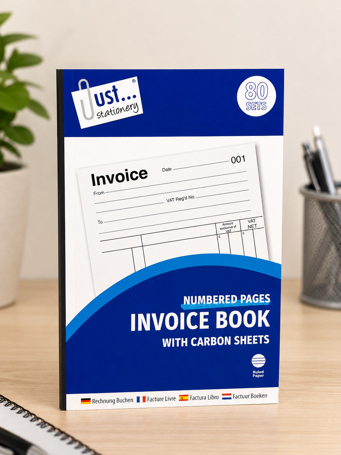 Numbered Invoice Book with Carbon Sheets – 80 Sets Ruled Paper Pad
