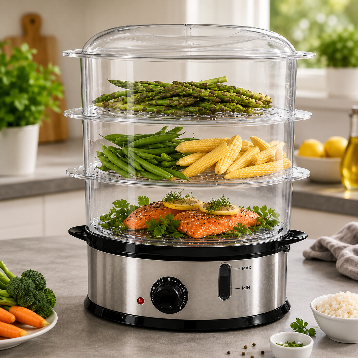 Daewoo 3 Tier Food Steamer – 9L