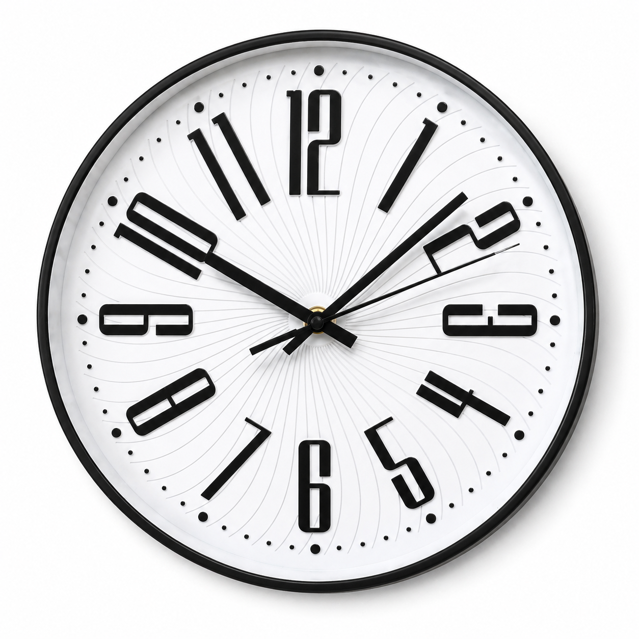 Modern Wall Clock 30cm – Black & White Minimalist Design with Large Bold Numbers – Silent Quartz Movement – Contemporary Home & Office Clock