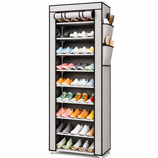 10 Layer Shoe Cabinet with Zipper Cover – Shoe Organizer Rack