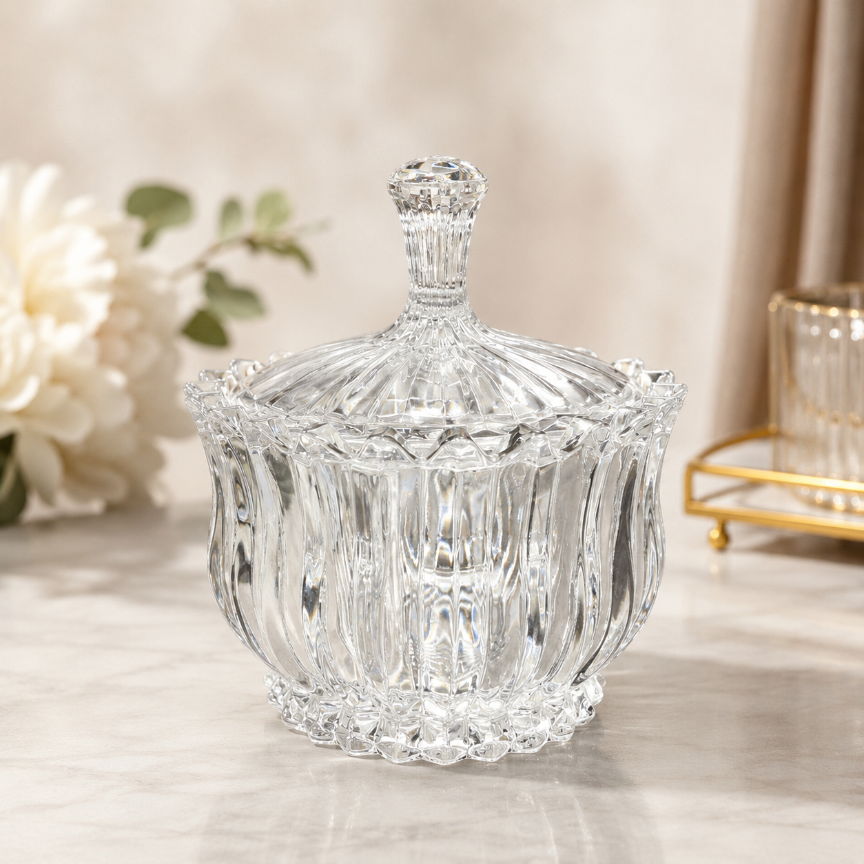 Luxury Crystal Candy Glass Jar with Lid