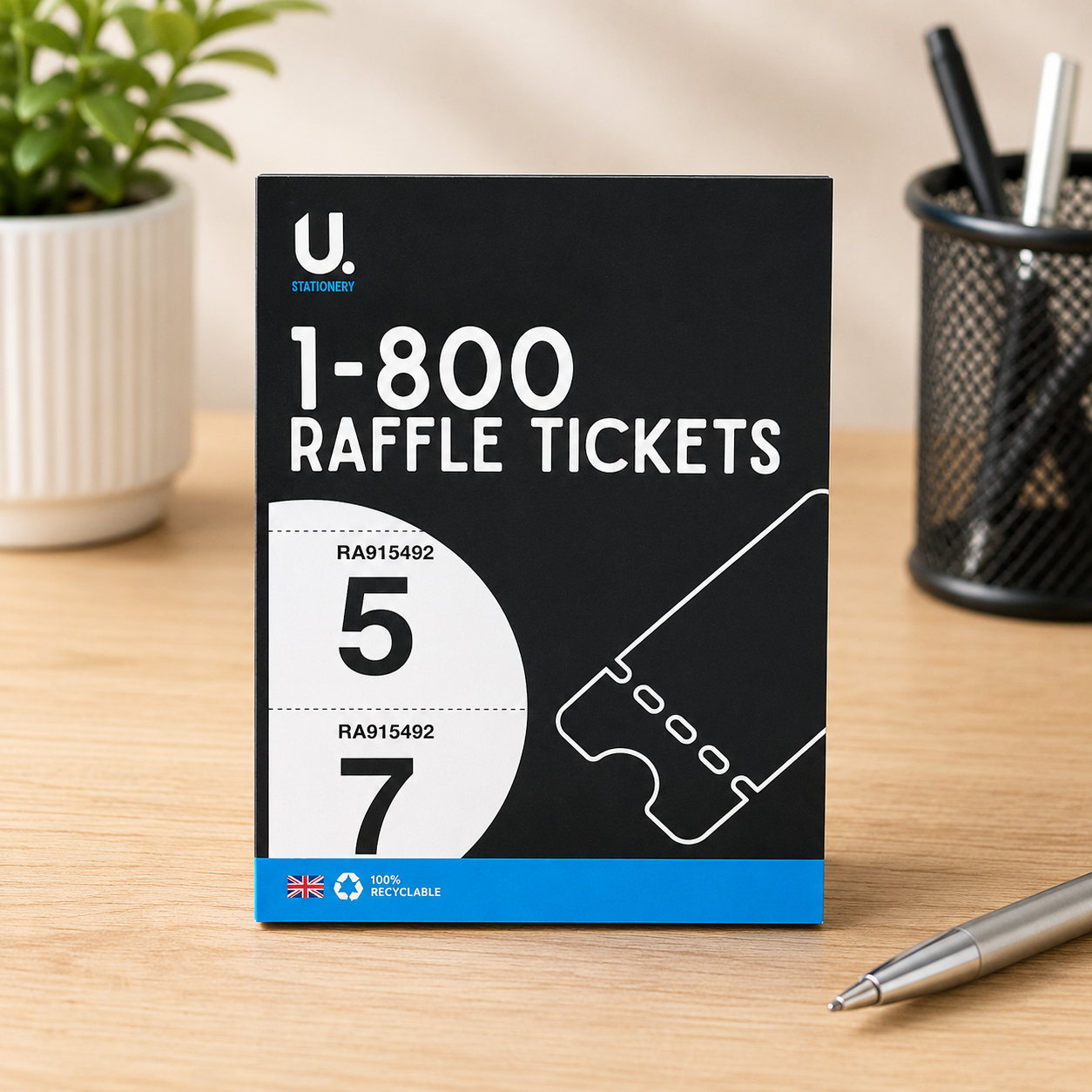 Raffle Tickets 1–800 Numbered – Event Draw & Prize Ticket Book