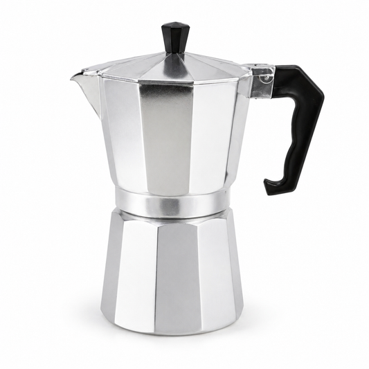 Aluminium Moka Pot Stovetop Coffee Maker – Classic Espresso Percolator, Available in 3 Sizes: 7”, 9” & 14”