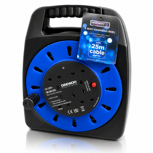 4 Way Extension Cable Reel Heavy Duty Power Lead 15M | 25M