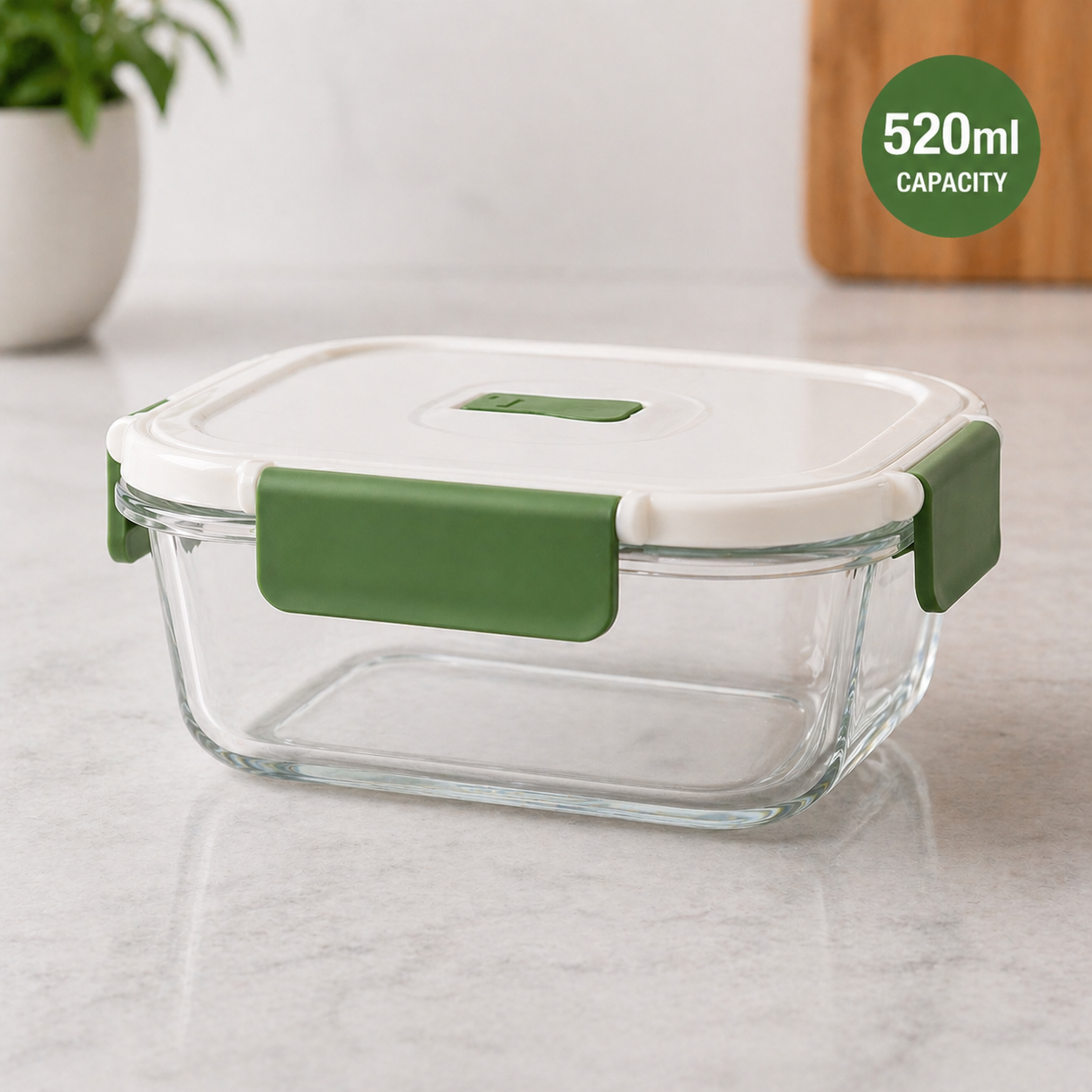 Borosilicate Square Glass Food Container 390ml, 520ml, 800ml