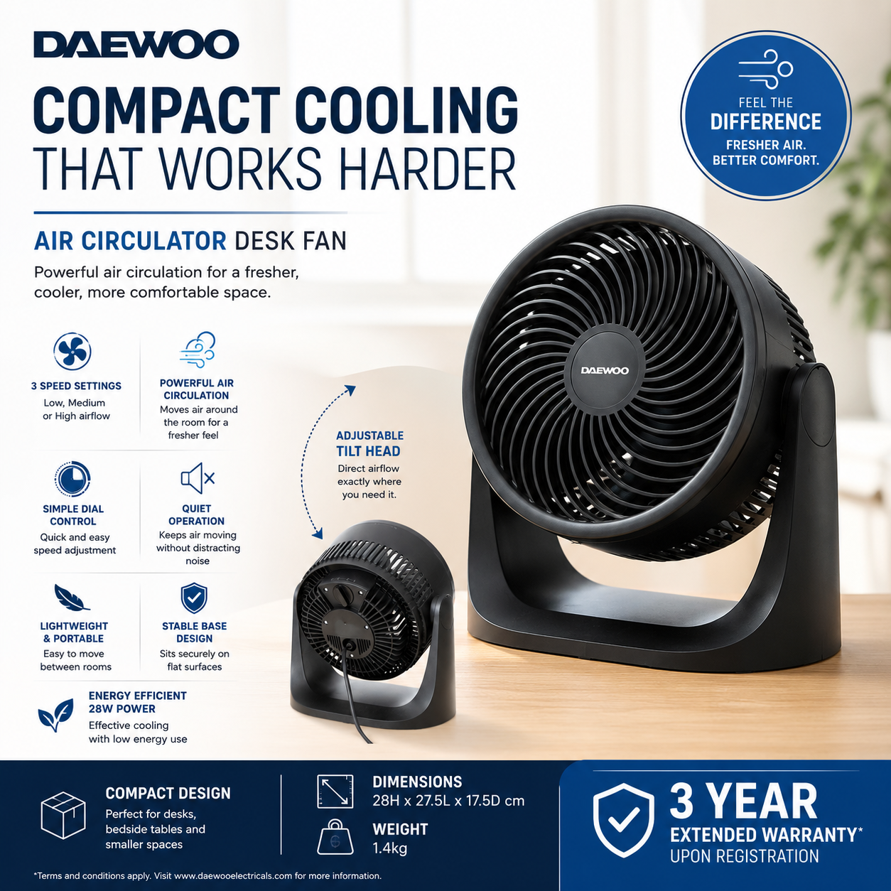Daewoo Air Circulator Desk Fan