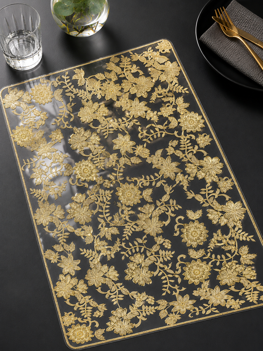 Luxury Transparent Gold Floral Table Mat