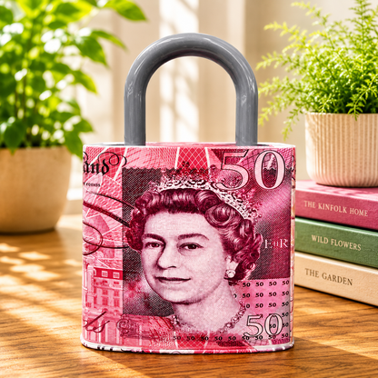 Currency Lock Money Box Tin -4 Pound Note Designs