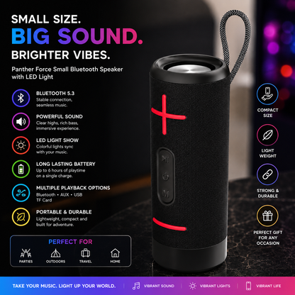 Panther Force Mini Bluetooth Speaker with LED Lights PF260