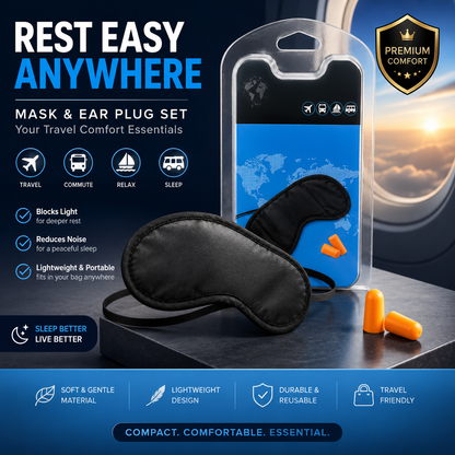 Travel Sleep Eye Mask & Ear Plugs Set