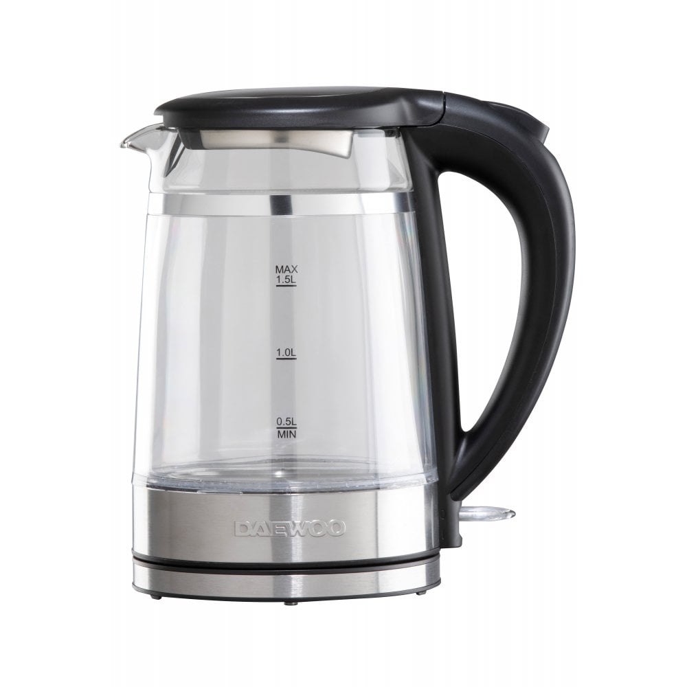 Daewoo 1.5L Cool Touch Transparent Glass Kettle with Light Up LED