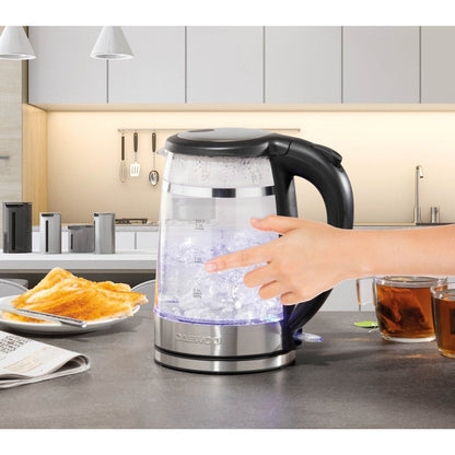 Daewoo 1.5L Cool Touch Transparent Glass Kettle with Light Up LED