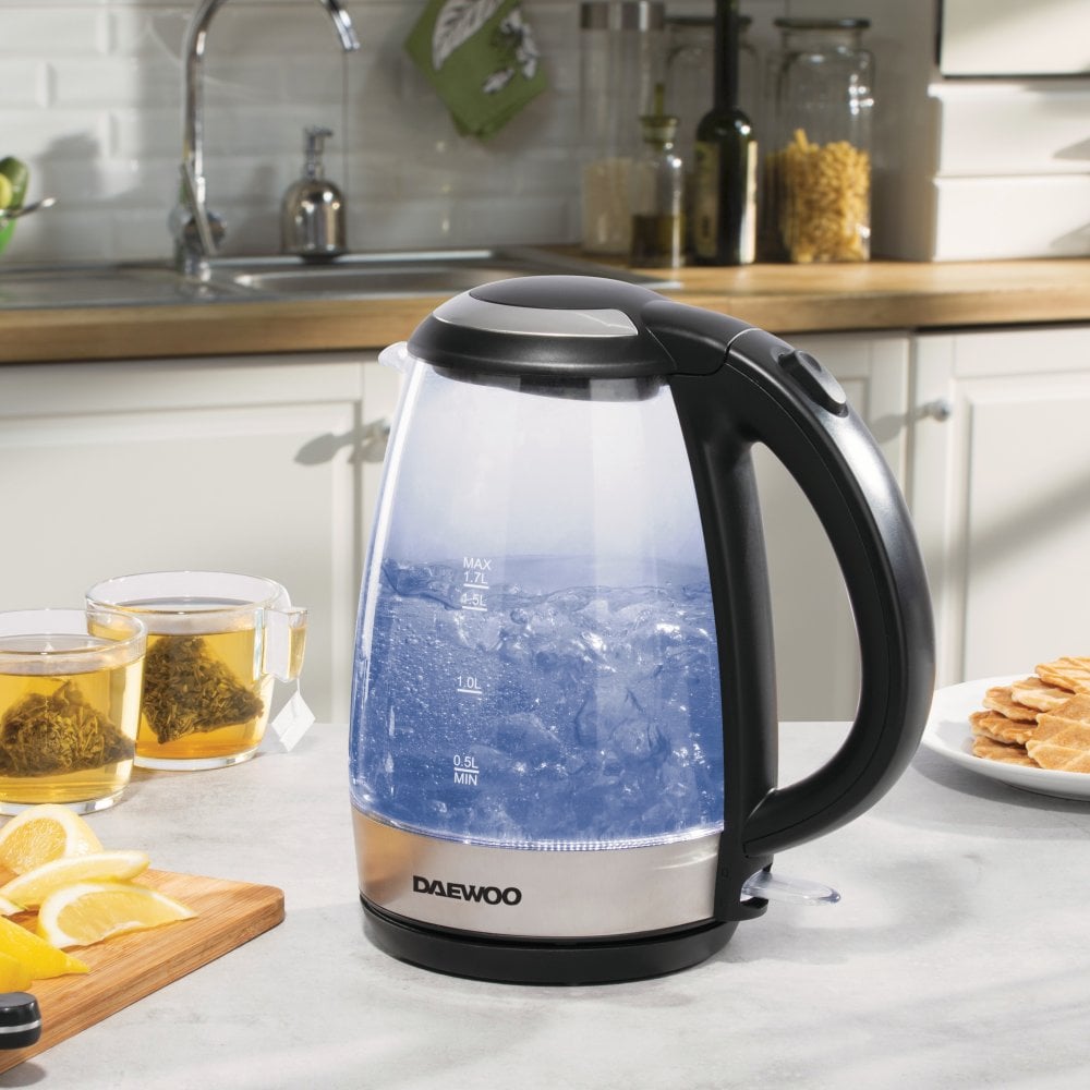 Daewoo 1.7L Glass Kettle with LED-Cordless