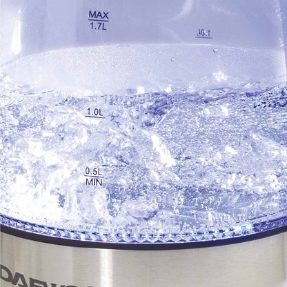 Daewoo 1.7L Glass Kettle with LED-Cordless