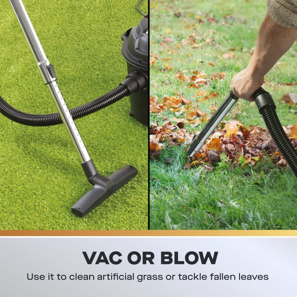 Daewoo 10L Black Wet & Dry Cylinder Vacuum Cleaner, 1000W