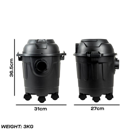 Daewoo 10L Black Wet & Dry Cylinder Vacuum Cleaner, 1000W
