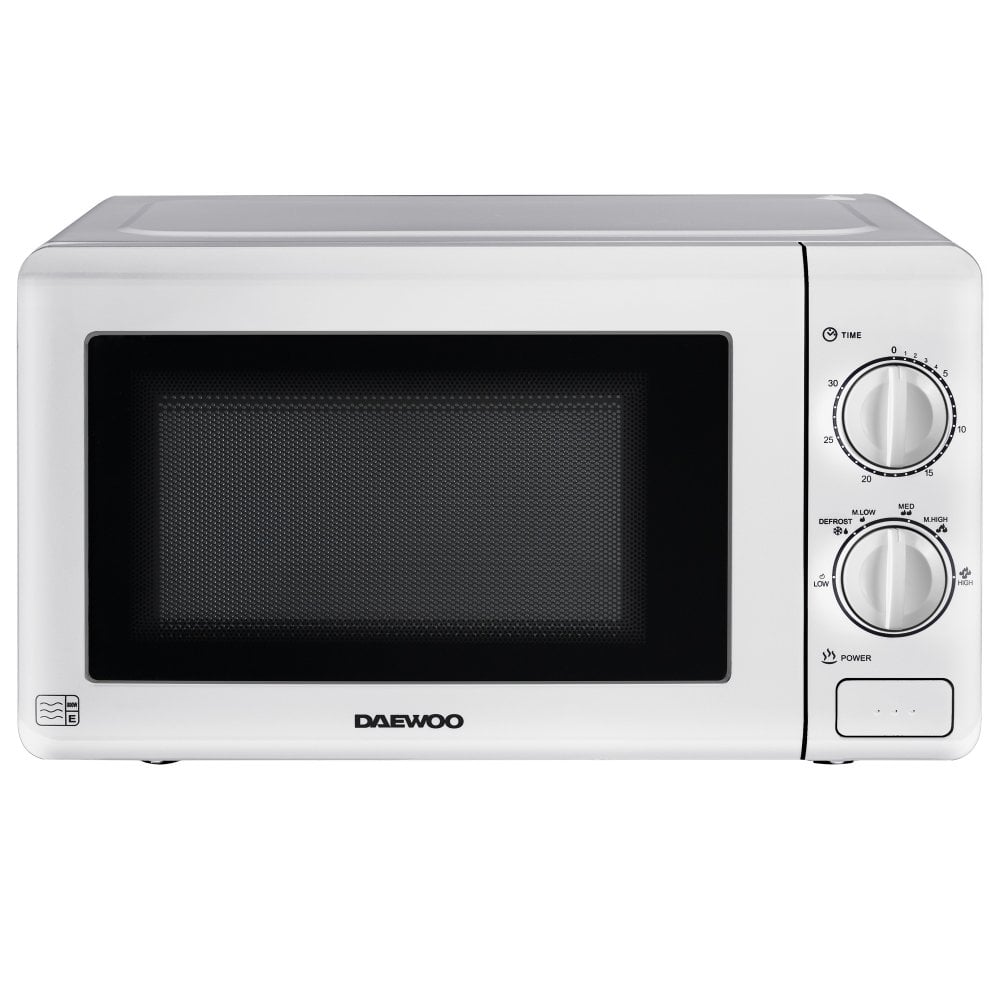 Daewoo 20L White Manual 800W Microwave with Stainless Steel Cavity SKU: SDA2075GE