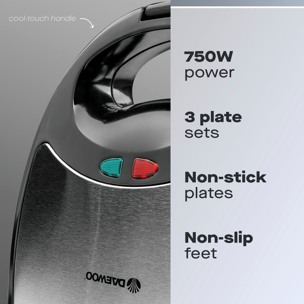 Daewoo 3-in-1 Sandwich, Panini, Crimp Maker
