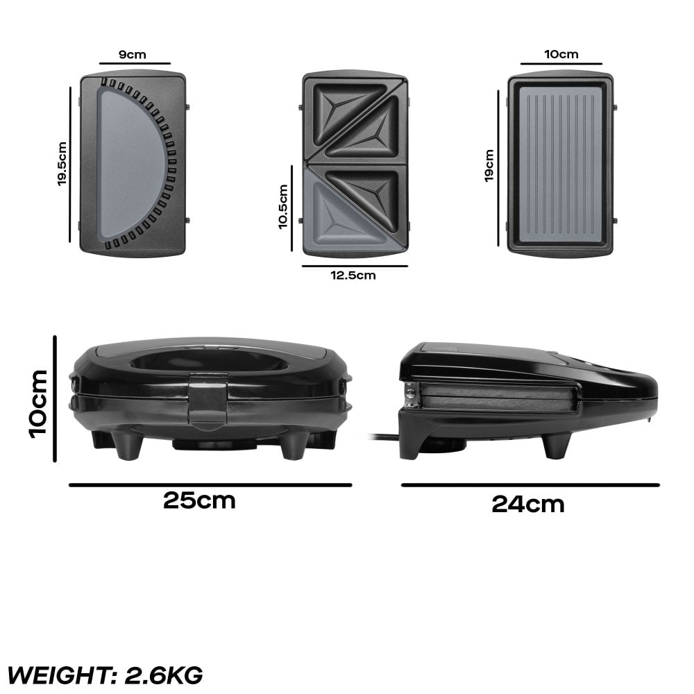 Daewoo 3-in-1 Sandwich, Panini, Crimp Maker