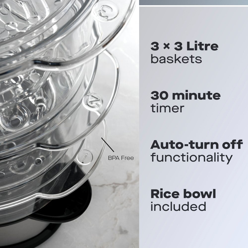 Daewoo 3 Tier Food Steamer – 9L