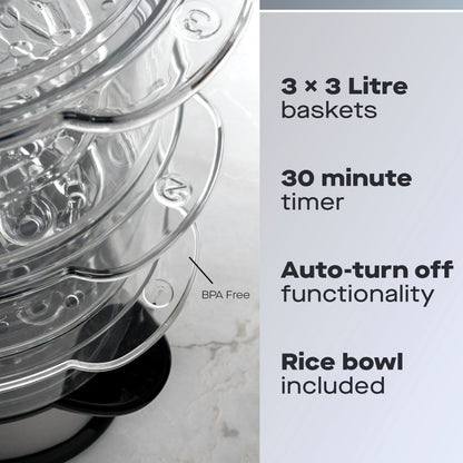 Daewoo 3 Tier Food Steamer – 9L