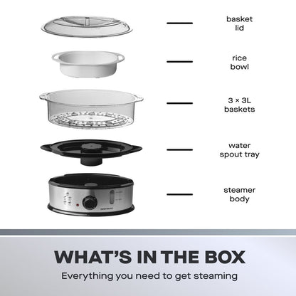 Daewoo 3 Tier Food Steamer – 9L