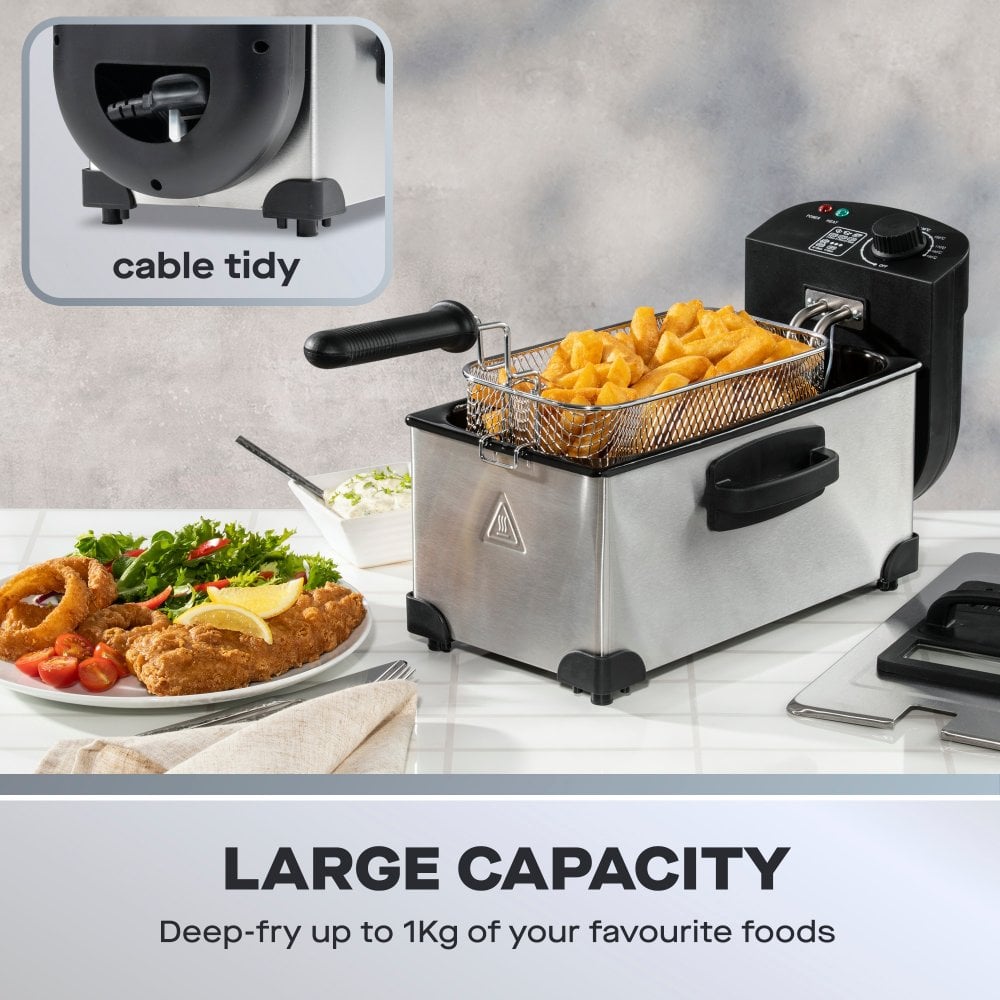 Daewoo 3L Deep Fat Fryer Stainless Steel – 2000W