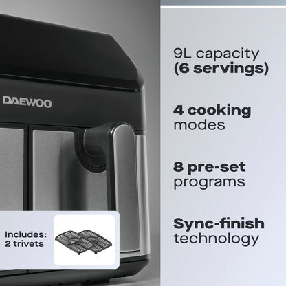 Daewoo 9L XL Digital Double Drawer Air Fryer
