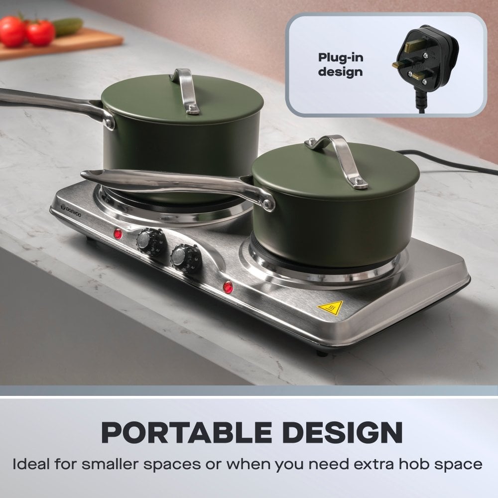 Daewoo Double Hot Plate – 2500W Portable Electric Hob