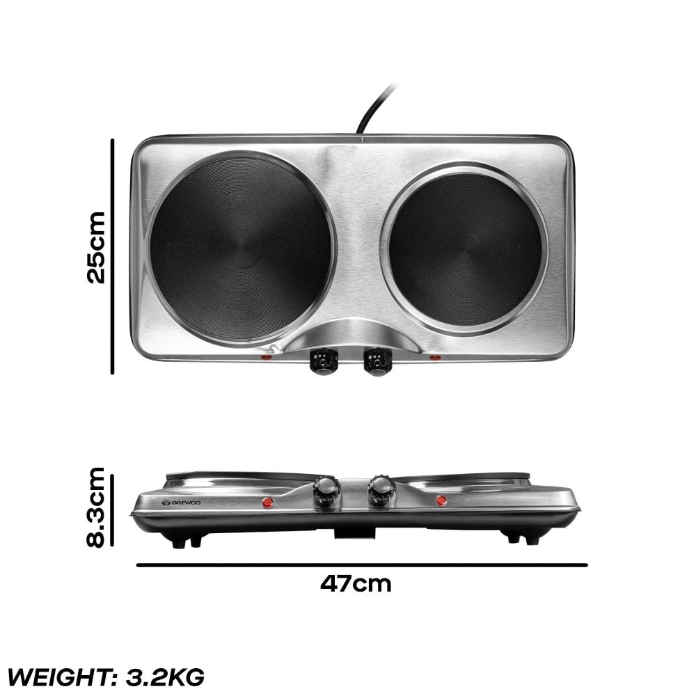 Daewoo Double Hot Plate – 2500W Portable Electric Hob