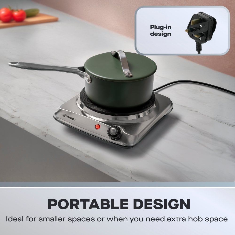 Daewoo Single Hot Plate – 1500W Portable Electric Hob