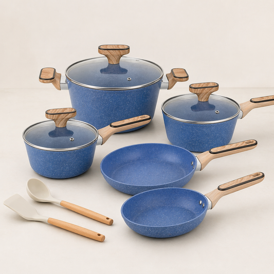 HotChef Granite Series Cookware Set – 10 Piece Beige Collection