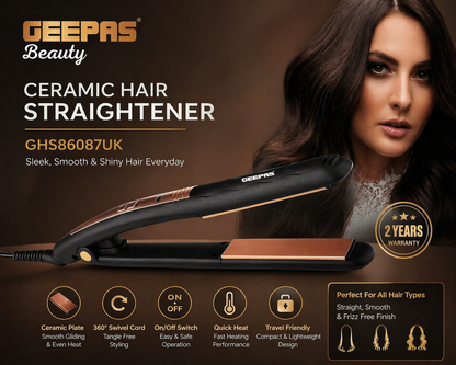Geepas Ceramic Hair Straightener GHS86087UK