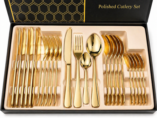 Luxury Gold Polished Cutlery Set -Dining Collection