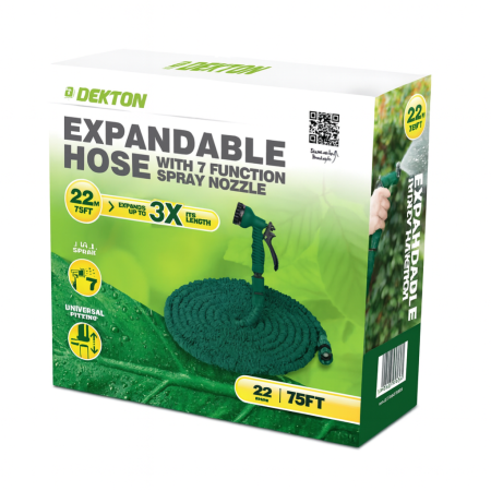 DEKTON 22.5m(75 ft) Expandable Garden Hose with 7‑Function Spray Nozzle